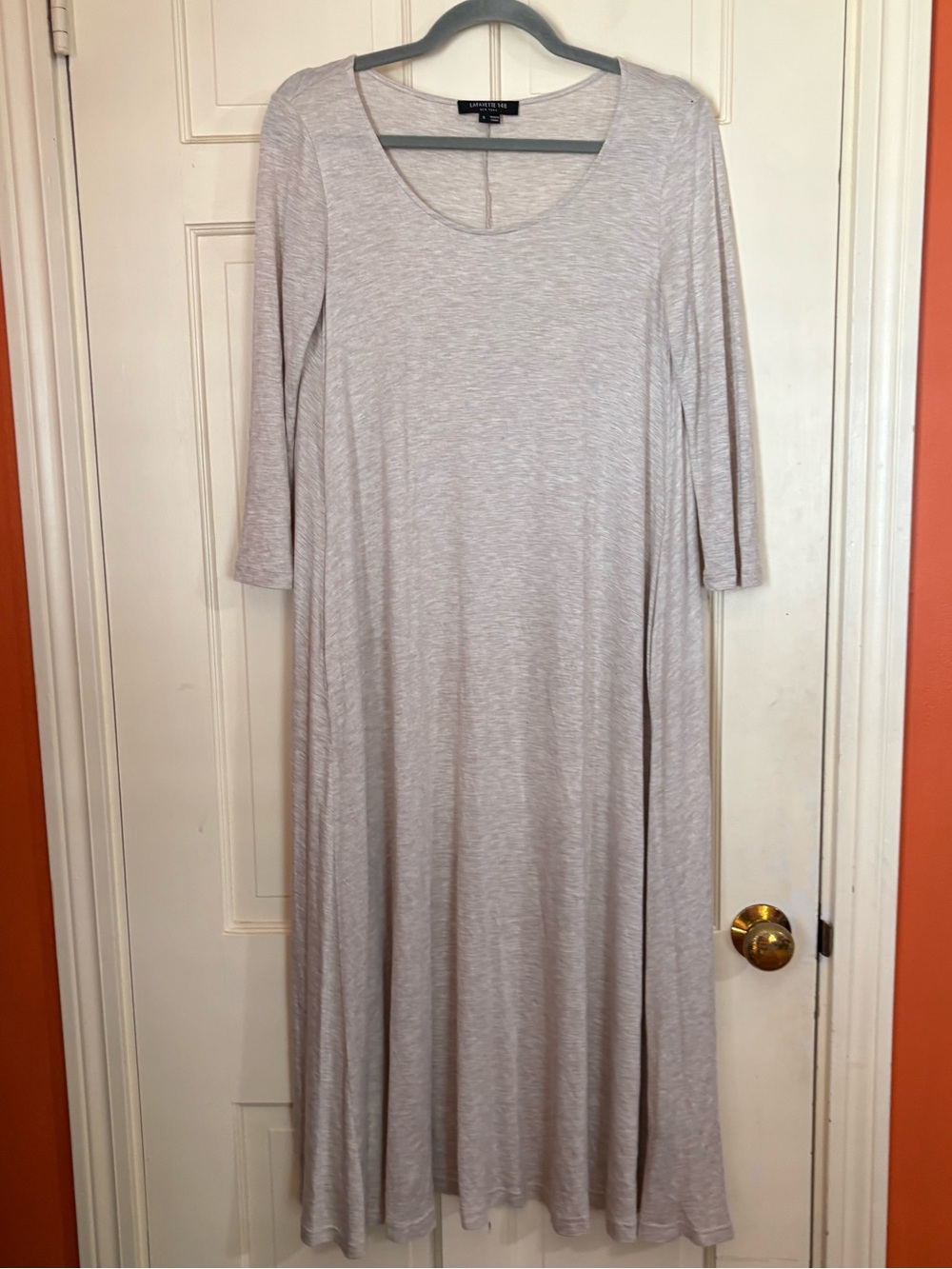 Lafayette 148 3/4 Sleeve Maxi Dress Beige/Tan Size Small  Minimalist Modest